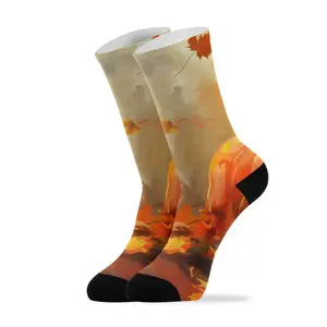 Men's Thanksgiving Pumpkins and Fall Leaves01 Thick and Soft Running Socks - Durable Fabric, Lightweight and Breathable
