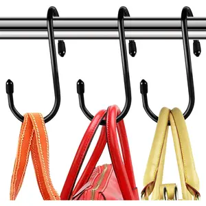 8 Pack Purse Hanger for Closet, Vinyl Coated  Twist Design Black Bag Hanger Hooks, 5 Inch Large Closet Rod  Storage Hooks Purse Organizer for  Handbags, Belts, Hat, Backpack