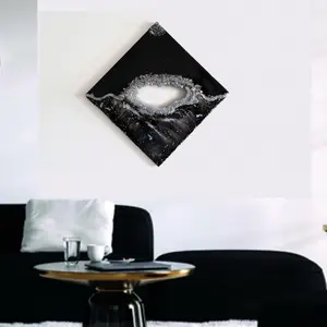 Resin wall epoxy canvas board art Crystal black and silver