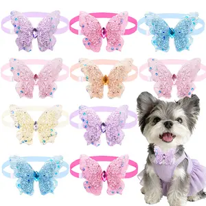 12PCS Dog Bowties Spring Summer Adjustable Pet Collars For Dogs Bow Ties Butterfly Small Puppy Bowknots Fashion Pet Supplies