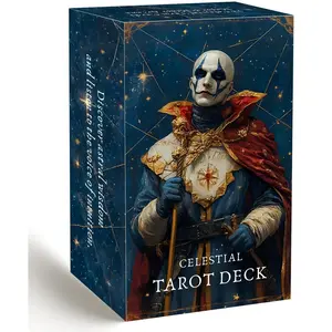 Celestial Tarot Deck, 78 Cards, Tarot Card Game, Major & Minor Arcana, Cosmic Tarot with Blue & Gold Fantasy Art, Mystical Arcana Design for Beginners, Professional Readers, Intuition, Divination, Spiritual Guidance, Tarot Card Decks