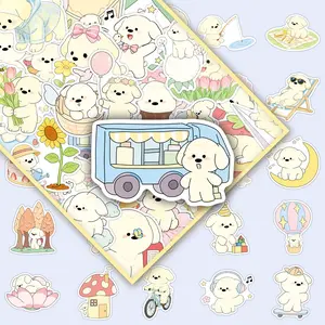50Pcs Spring Puppy Cartoon Stickers - Cute & Fresh Aesthetic DIY Decals for Scrapbooking, Journal, Phone Case, Laptop, and Craft
