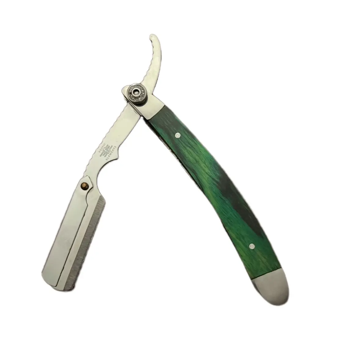 Professional Stainless Steel Barber Shaving Straight Edge Razor Wooden Handle Green Marble