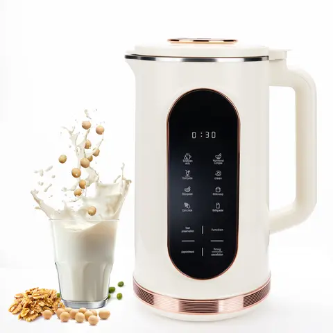 8-in-1 Automatic Nut Milk Maker Blender for Plant-Based Users - 110V-60Hz Plug, 1.5L/48oz (4-5 Cups/Batch, 45 fl. oz. & Above), Blending, Auto Cleaning, Delay Start, Keep Warm, Boil Water, Dry Burn Protection, 10 Blades, Stainless Steel White