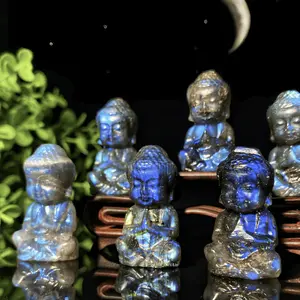 1pc Exquisite Labradorite Buddha Statues, Crystal Statues for Decorating Pockets, Perfect Crystal Gifts, Made Of Bare Stone Jewelry, Unique Home Decorations Healing Crystal