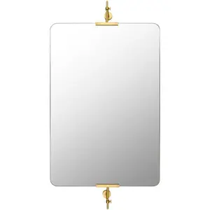 Anastasya Brass Framed Rectangular Mirror Accent, Gold