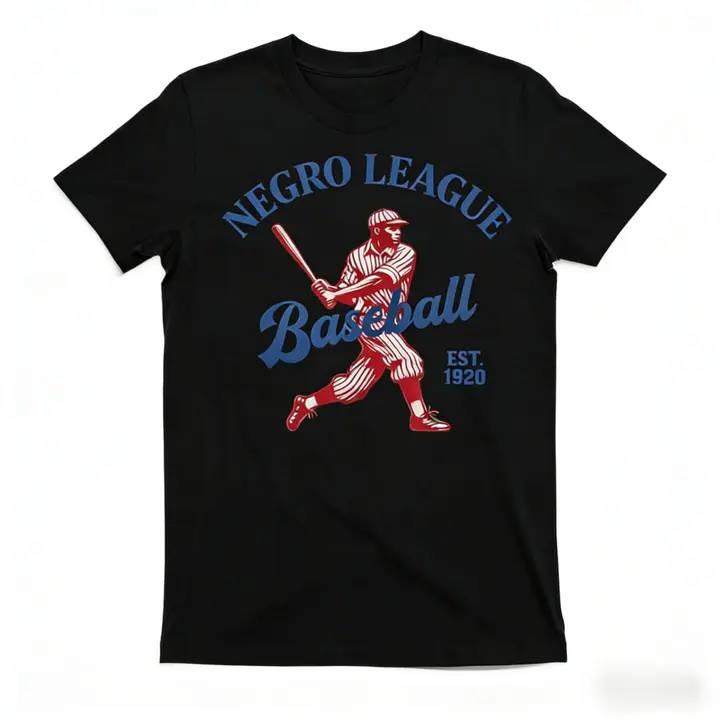 Men's Vintage League Baseball 1920 Graphic T-Shirt - Black History Month Crewneck Short-Sleeve Top with Hem, Casual Streetwear, Tshirt, Shortsleeve, Cotton, Fabric, Outfits, Print, Soft, Round Neck