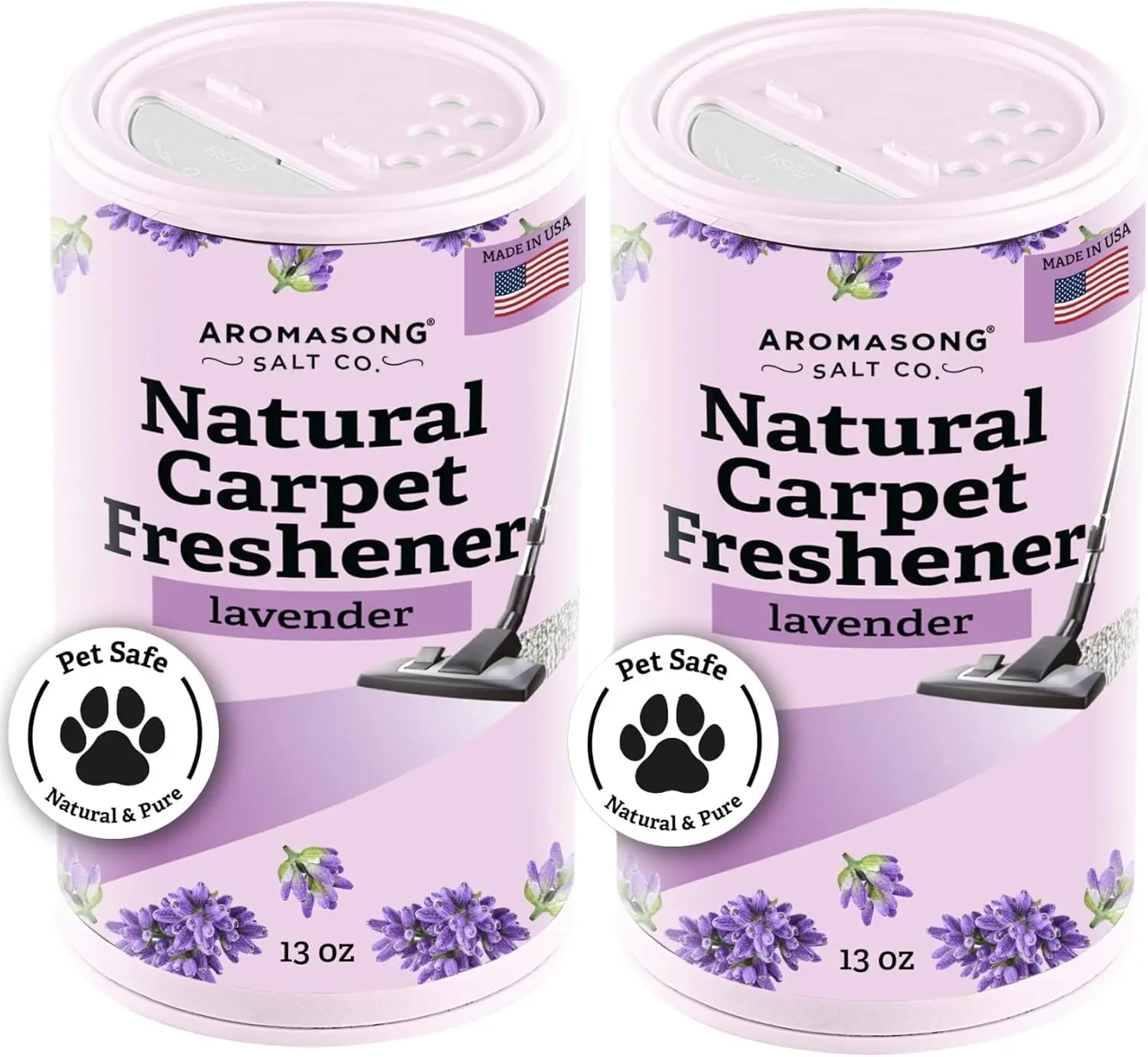 AROMASONG Natural Ingredients Lavender Non-Toxic Household Carpet Freshener Powder (2 Packs, 13oz Each) - Home Supplies Odor Control & Removal Solution, Pet-Safe Urine & Foul Smell Eliminator for Homeowners & Pet Owners, Odor Removal