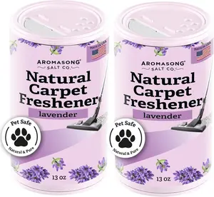 AROMASONG Natural Carpet Freshener Powder 2-Pack 100% Natural Lavender Deodorizer Safe for Pets 13 Oz Each Effective Pet Odor Eliminator for Strong Odors & Pet Urine