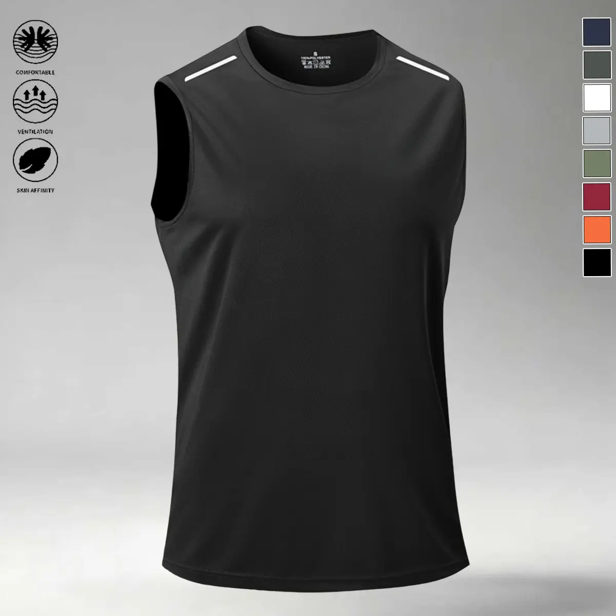Men's Regular Fit Polyester Plain Sleeveless Gym Top - Athletic Top, Activewear for Fitness, Workout Sleeveless Activewear for Summer Sports Training