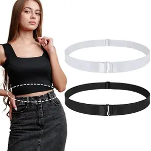 2-Pack Adjustable Elastic Crop Tuck Bands – Shirt & Sweater Tucking Belts for Women, Black & White