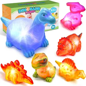 6-Pack Light Up Floating Dinosaur Bath Toys for Toddlers 1-5, Sensory Toys for Bathtub, Pool & Shower – Boys & Girls, Valentine's Day Gift
