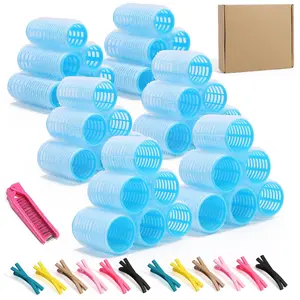 49 Pieces self- rip Hair Rollers Kit, 3 Sizes (0.79, 1.18, 1.57 in), Foldable Comb & 12 Duckbill Clips, for Short/Medium/Long Hair