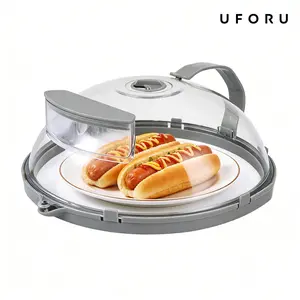 UFORU Microwave Splatter Cover with Water Steamer, 10 inch Clear Microwave Plate Cover Lid for Food, Kitchen Gadgets Accessories for Microwave Oven Kitchenware Utensils