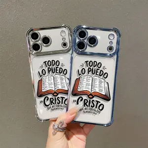 "Bible" Aesthetics- Christian Style Pattern Four-corner Thickened Mobile Phone Case for iPhone 17 Air 16 15 14 13 12 11 Pro Max Plus border Electroplating with counter-fall Safety Cushion 2D printing