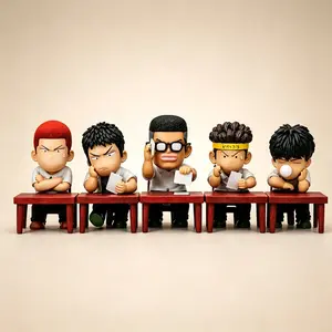 Basketball King Q Version Shohoku Makeup Army Figure Set, Five-Person Kit, Classic Scene Reproduction, High-Quality PVC Material