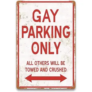 Gay Parking Only Sign - Funny Gay Art Wall Decor Men, Vintage Metal Sign for Gay Room, Gay Pride Party, Man Cave, Basement, Garage, Home Bar Wall Decor, Funny Gifts for Gay Men, 8 x 12 inch
