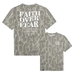 Unisex Faith Over Fear Dead Leaves Camo Print T-shirt, 3D Camo T-Shirt, 3D Camo Style T-Shirt, 3D Camo Shirt