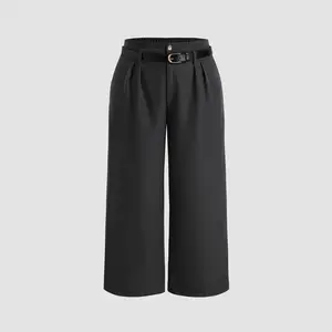 Cider [6 colors, size 0-26] Belted Pleated Wide Leg Trousers Curve & Plus