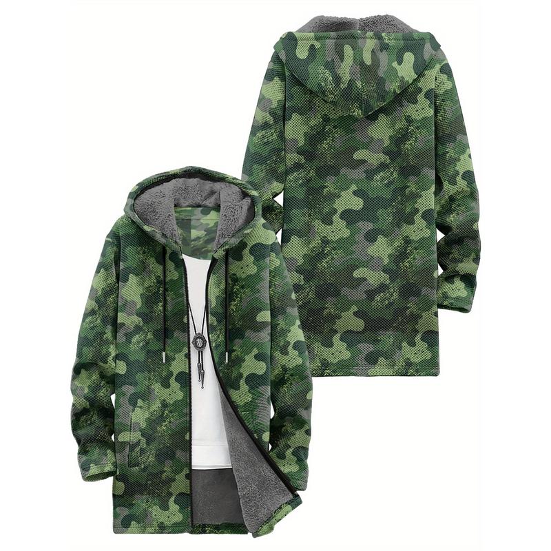 Brand Bdhjydb 's Camo Jacket with Fleece - Heavy-Duty Double-Layer Coat, Relaxed Fit Camouflage Outerwear for Outdoor, Casual & Party Wear, PLUS SIZE, Fleece Jacket With Hood, Padded Jacket With Hood, Casual Fleece Jacket, Heavyweight Fleece Jacket, Long