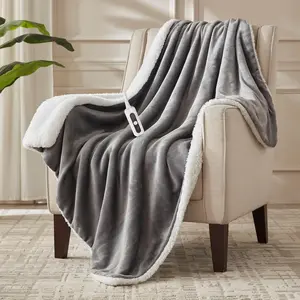 Heated Blanket Throw Size, Soft and Cozy Electric Heating Blanket for Bed, Automatic Safety System 6 Heating Levels & 4 Hours Auto-Off Gift for Grandma,50" x 60" London Grey