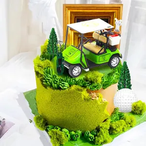 LaVenty cake shed cake topper gender revealLuxury Golf Cake Decoration Set with 2 Felt Trees Mini Golf Ball Green Car Bag Topper & Cupcake Picks for Golf Party Supplies