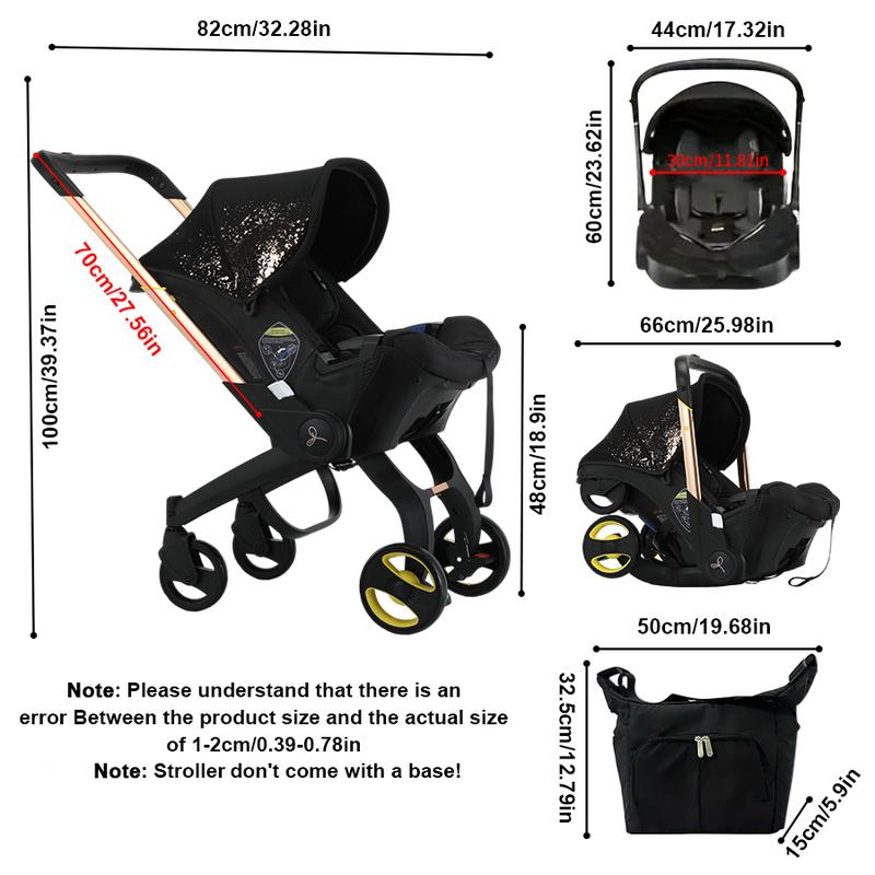 (No Base)Baby Stroller with Free Bag ,Newborn Stroller,Foldable Stroller Legs,Equipped with Chest Clip,One-Click Contraction Function,Alloy Metal Material,4-wheel Travel Toddler Stroller