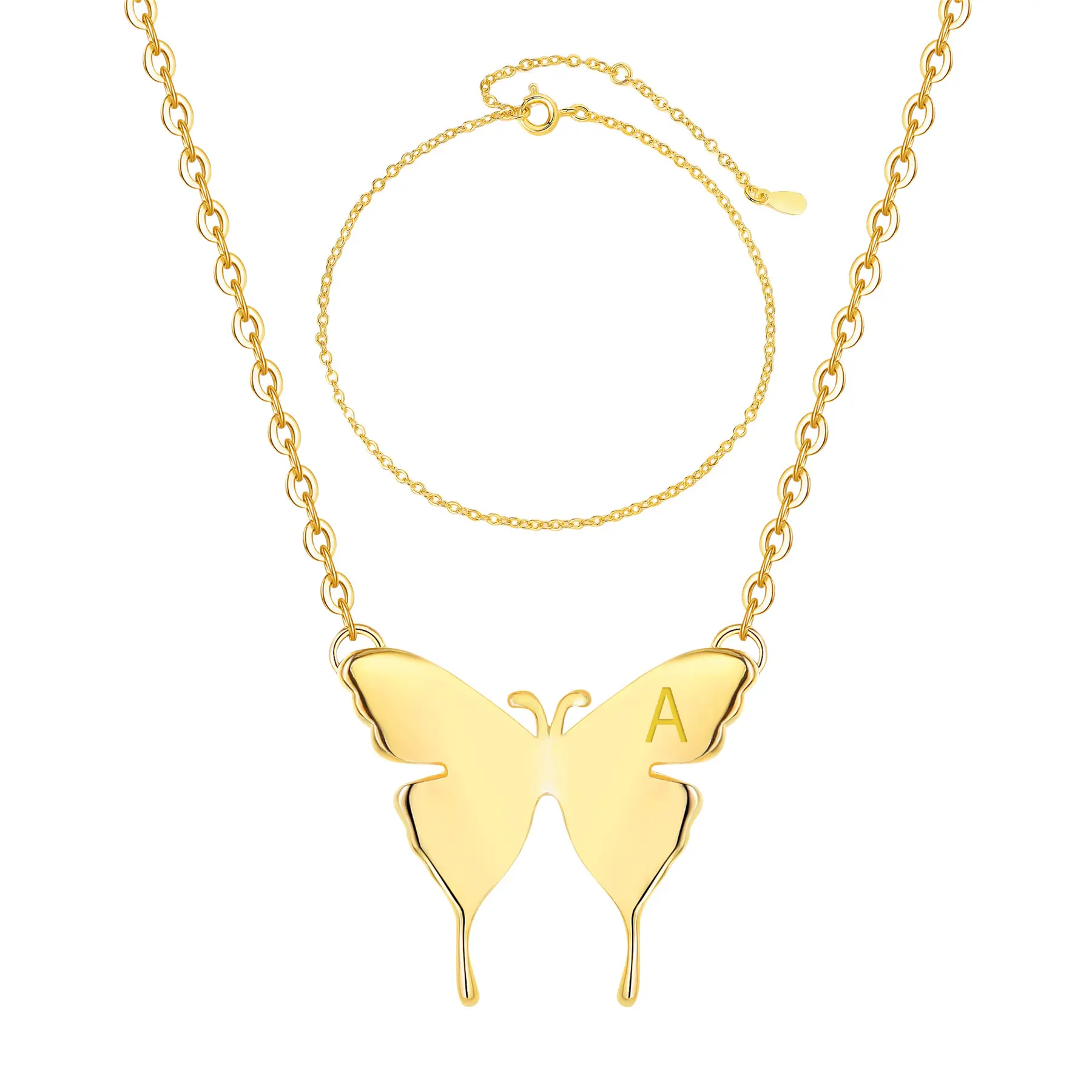 OIDEA 3D Butterfly Initial Letter Pendant Necklace and Bracelet Set for Women, Personalized Copper Jewelry, Butterfly Necklaces, Initial-Themed Necklaces