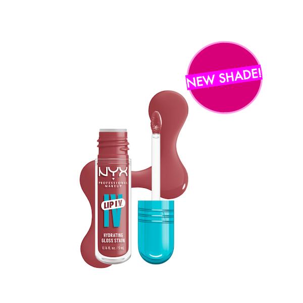 Lip I.V. Hydrating Lip Gloss Serum Stain, 12HR Lightweight Hydration with Magnesium, Vitamin B12 & Coconut Water, NYX P