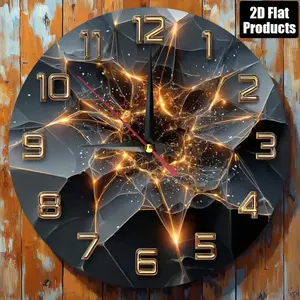 1 Piece European Style Wooden Round Wall Clock - 24.89x 24.89cm Silent No Ticking Battery Operated, Artificial Wood with Black and Gold Decoration, Easy-to-Read Numbers, Suitable for Kitchen, Bedroom, Office Decoration - Farmhouse Style Home Gift, Bedroom