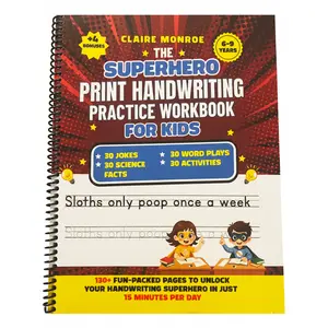 Claire Monroe Superhero Handwriting Workbook for Kids Ages 6–9 | 130+ Pages of Letters, Words & Fun Activities | Adventure-Style Learning | Bundle Options Available