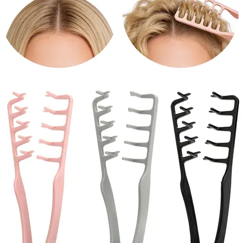 3 Pcs Wide-Tooth Smooth Volumizing Volume Styling Combs, Root-Lift Hair Tools for Parting and Bangs, Simple Daily Hairstyling Comb Set, Hair Curler Comb, Heatless Styling Tools