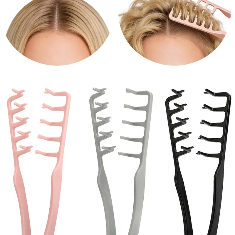 3 Pcs Wide-Tooth Smooth Volumizing Volume Styling Combs, Root-Lift Hair Tools for Parting and Bangs, Simple Daily Hairstyling Comb Set, Hair Curler Comb, Heatless Styling Tools