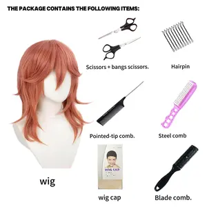Female Angel Devil Cosplay Wig, Orange-Red Gradient Wavy Ombre Synthetic Hairpiece, Ready to Wear
