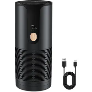 Mini Car Air Purifier with True HEPA 3-Layer Filtration,15dB Ultra-Quiet & Portable Air Purifier for Car, Desk, Small Spaces & Travel