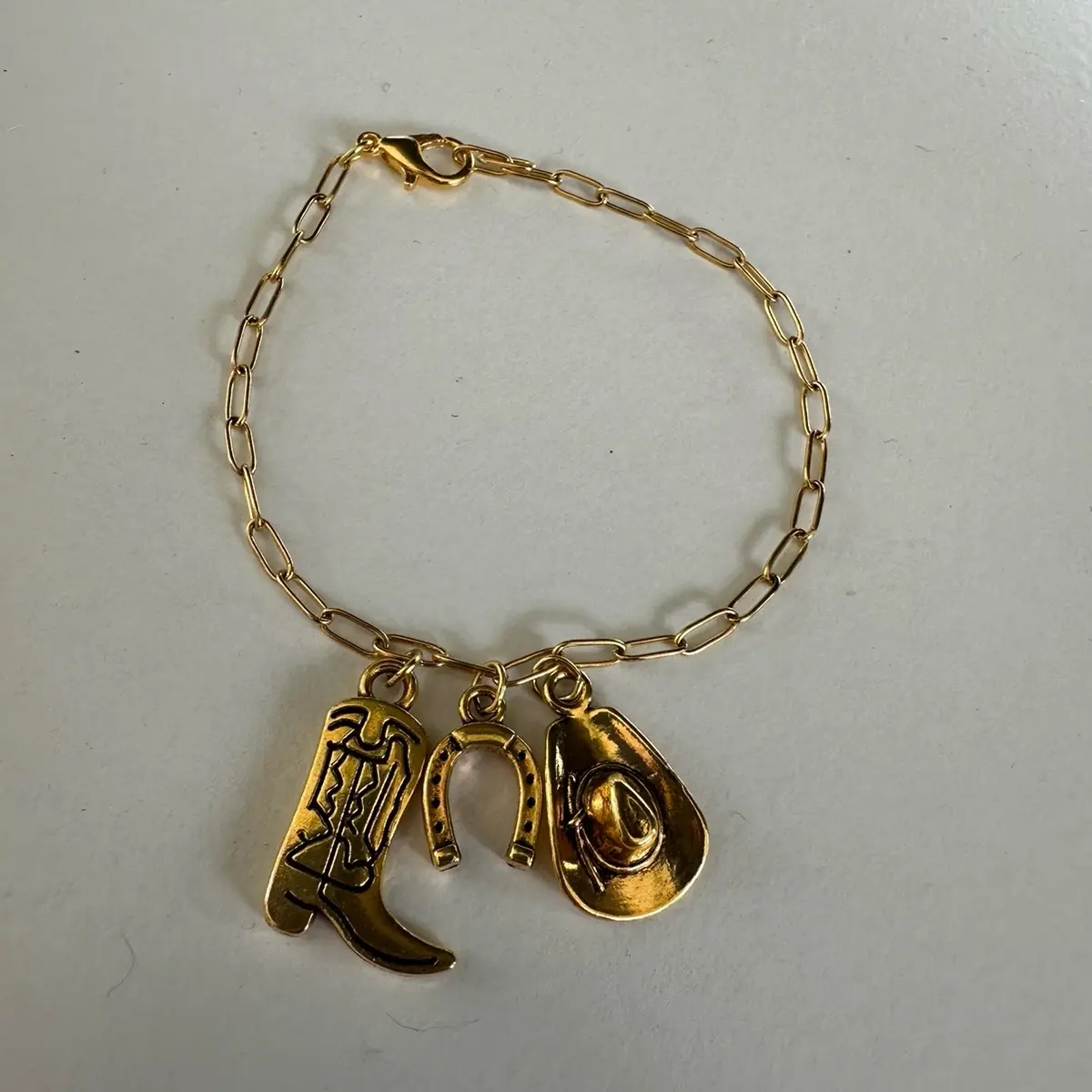 Cowgirl Western Gold Charm Bracelet