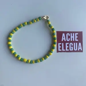 Orula Ide HandMade Jewelry Orula Ide Bracelet - Handmade Design with Green Beads and Yellow Accents