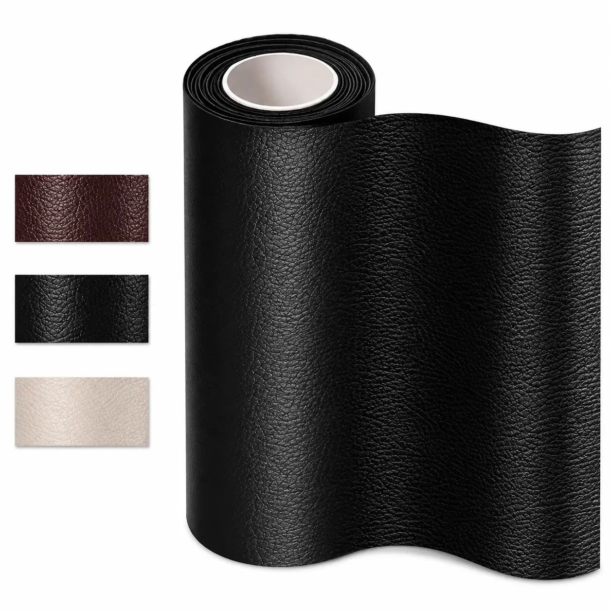 Black Self-Adhesive Leather Repair Patch Roll, Waterproof Wear Resistant PU Leather Tape for Couch, Car Seat, Sofa, Office Chair, Handbag, Jackets & Vinyl Furniture Quick Hole Scratch Fix DIY Restoration Sticker