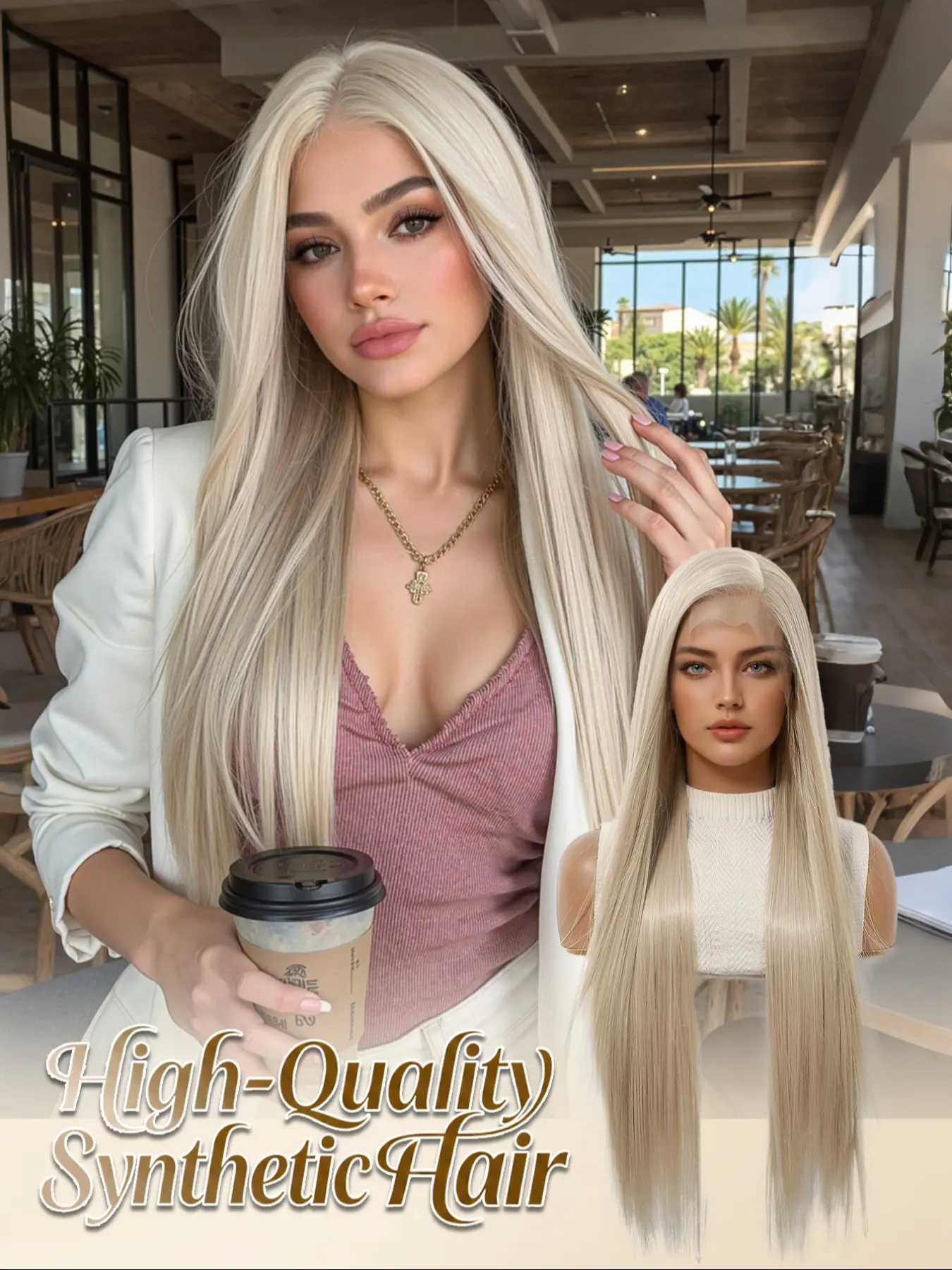 13x4 HD Lace Wig 30" Straight | Light Platinum Blonde Heat Resistant Breathable Cap Wig for Women Glueless HD Wigs Natural Looking Wigs Synthetic Wig Synthetic Hair Wigs