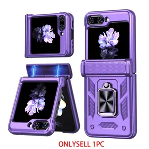 360 Degree Rotatable Ring Holder Shockproof Smartphone Case, Fashion Phone Protective Cover, Phone Accessories Compatible with Samsung Galaxy Z Flip 6/Z Flip 5, Casing