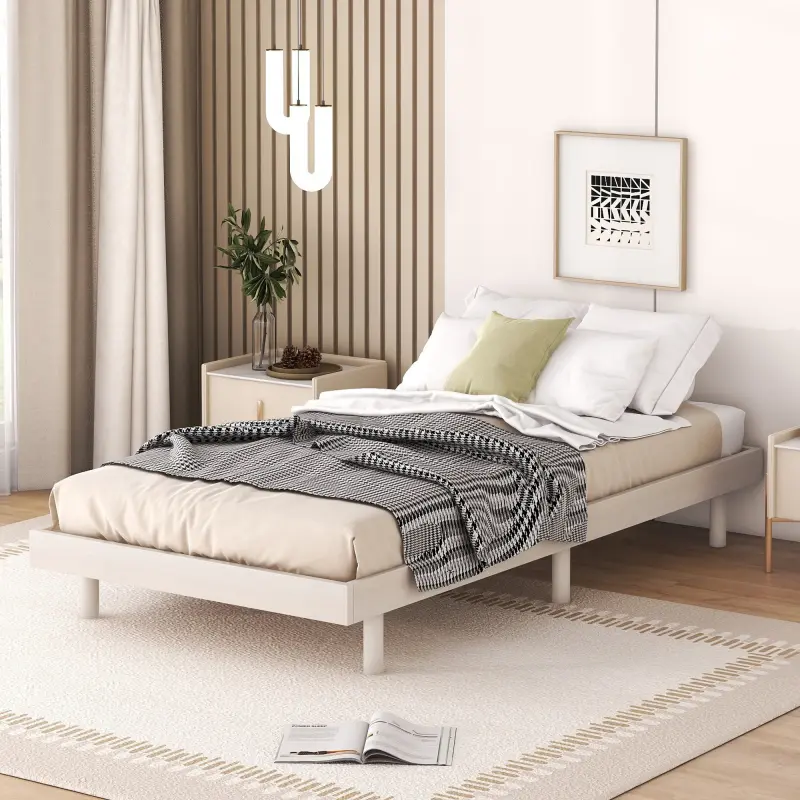Modern Design  Floating Platform Bed Frame for. The simple design and elegant appearance of the bed add a modern and ventilated feeling, making it very suitable for various room styles.