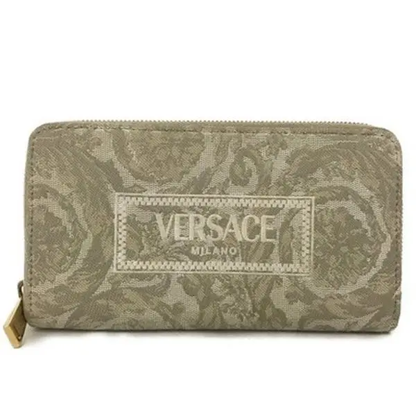 Pre-owned other Small Leather Goods VERSACE Logo Barocco Jacquard Zip Around Long Wallet Beige/2CG0164 12574975379/351210
