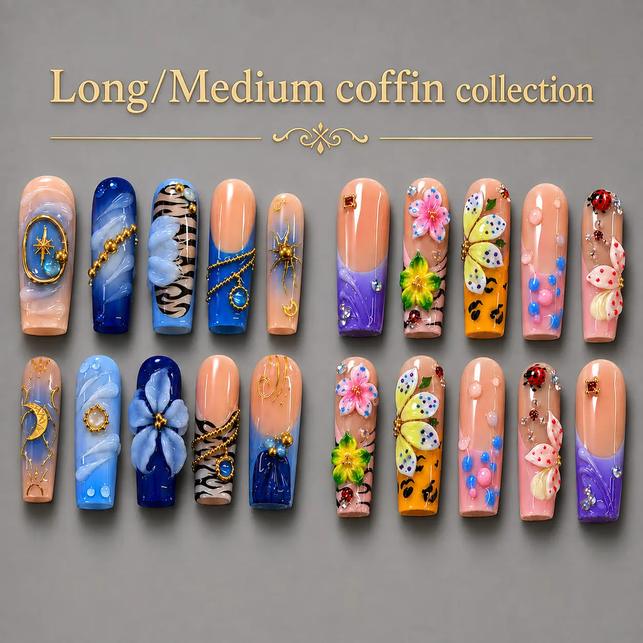 NAILCOUTURE Cofin Collection - Handmade Press-On Nails | Reusable, Salon-Quality, Long-Lasting, Glossy Design