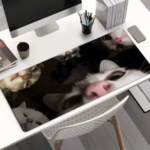 Cute Cat Girl Large Gaming Mouse Pad,Aesthetic Desktop Drotection Pad,Washable Rubber Pad Non-Slip Lock Edge Multi-Size Mouse Pad Suitable For Home Office,Desk Accessories,Good Gift for Family and Friends