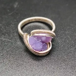 Grape Agate .925 sterling wire wrapped ring Sz 6
