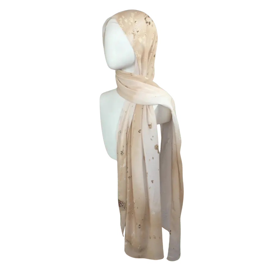 All In One Neutral Printed Korean Chiffon Hijab - Mocha Latte - Final Sale