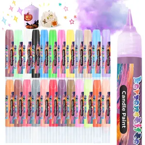 18 Color 3D Craft DIY Painting Pens, 10ML Set, No Drying Needed, Ideal for Candle Hand-Drawn Jewelry Resin Crafts, Suitable for Ceramic Glass