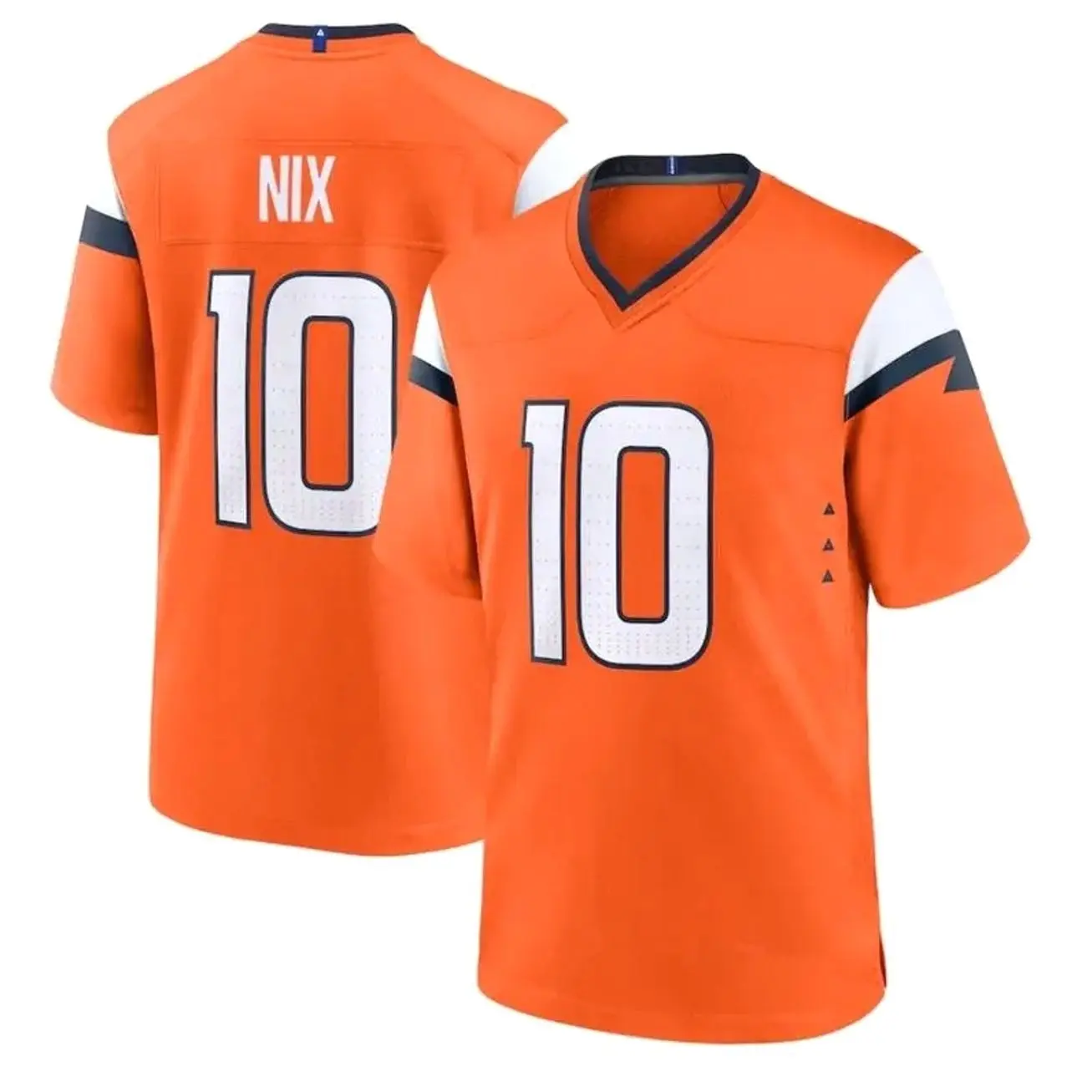 Nix #10 Football Jersey - Navy Orange Fan Jersey Stitched Style, Embroidery Logo Jersey Unisex Sports Fan Apparel Lightweight Casual Game Day Shirt