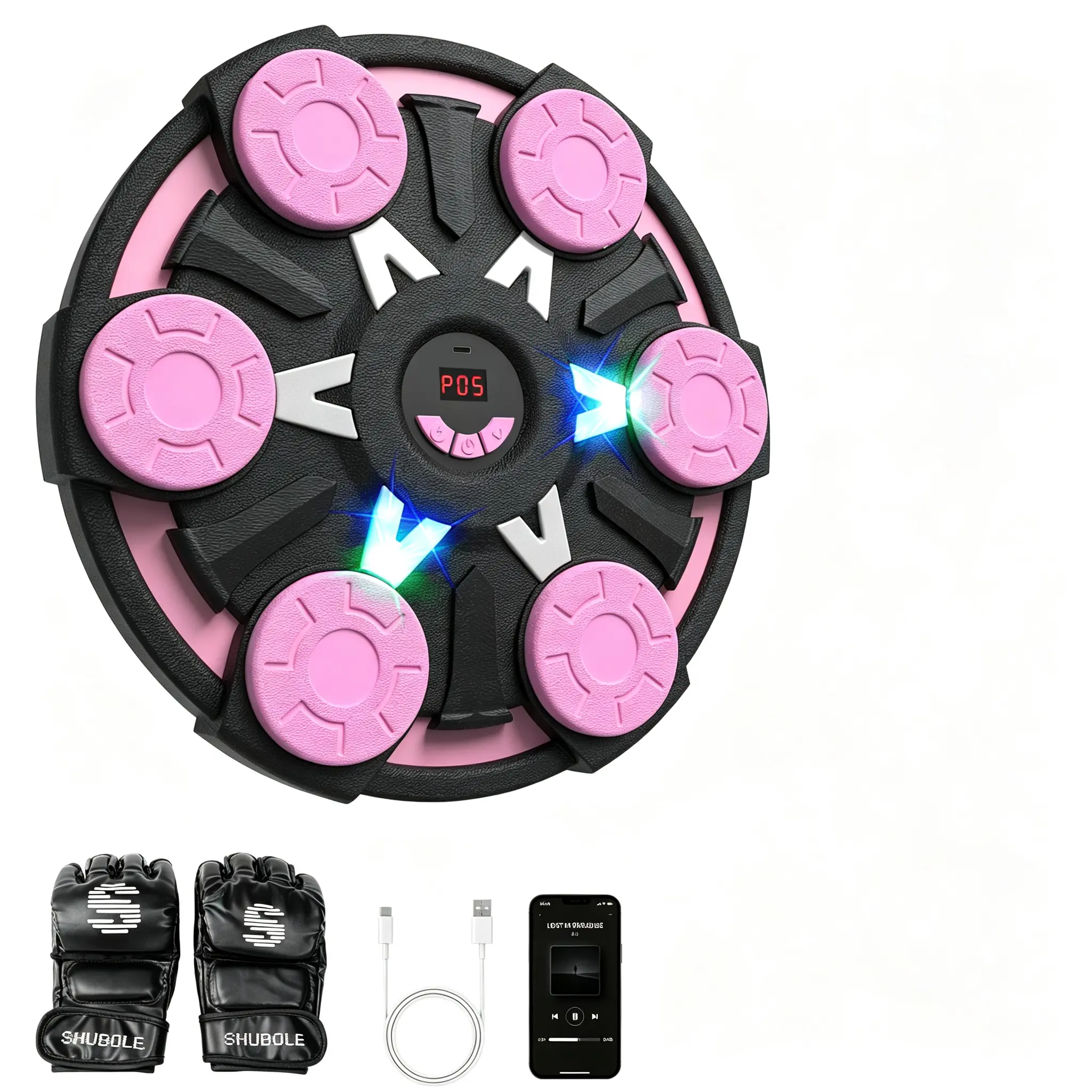 Music Boxing Machine for Kids & Adults - Wall Punching Pad with Lighting, 9-Speed Bluetooth Boxing Game with Gloves, Wall Mounted Exercise Equipment, 2026 Upgrade Boxing Equipment for Kids Age 6+ Protective Gear boxing gloves boxing equipment