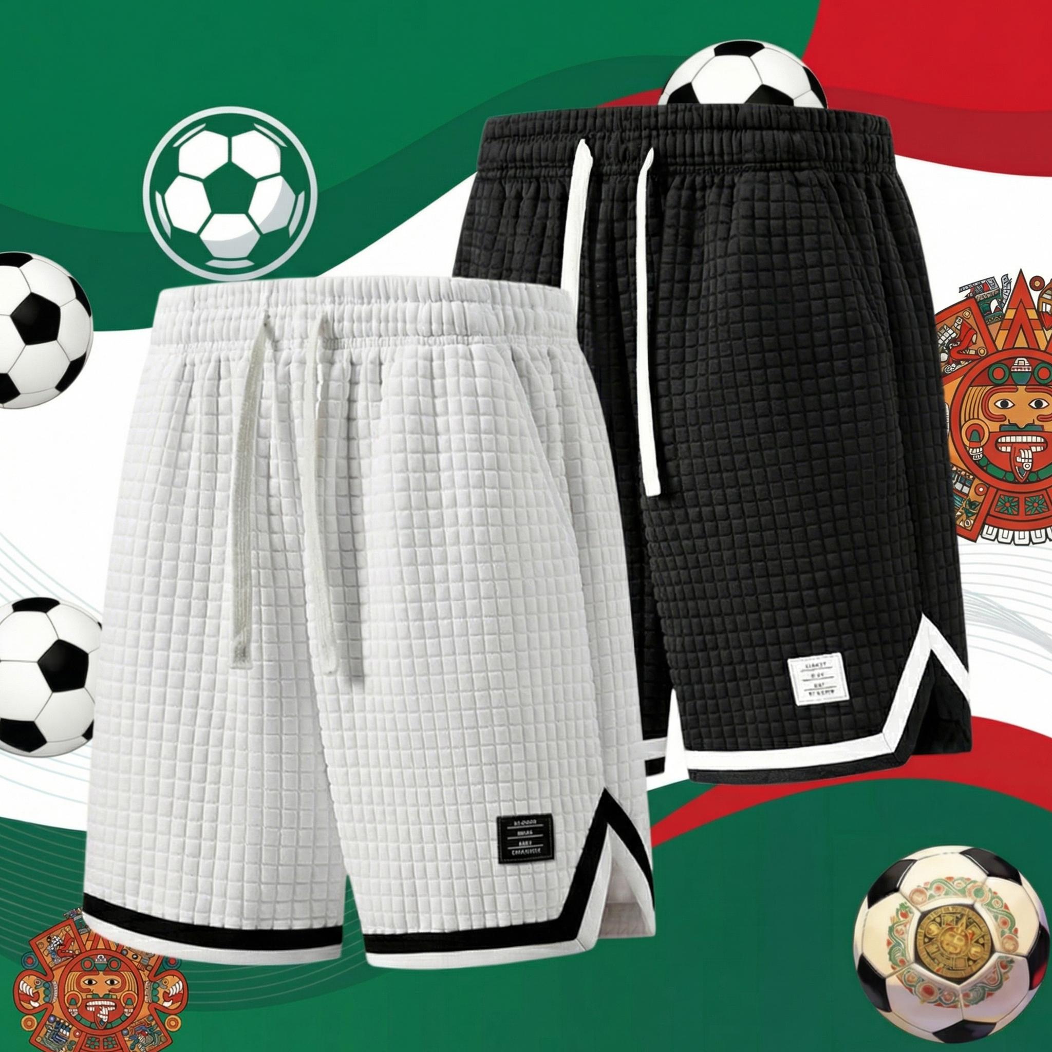 3-pack men’s breathable waffle basketball shorts with an elastic drawstring waist, side pockets, contrast piping, and a split hem—ideal for the gym, running, training, and everyday wear.